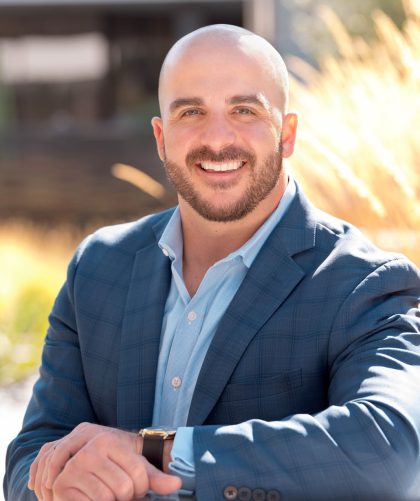 Mike D’Ambrosio Silicon Valley real estate agent portrait in blue suit outdoors