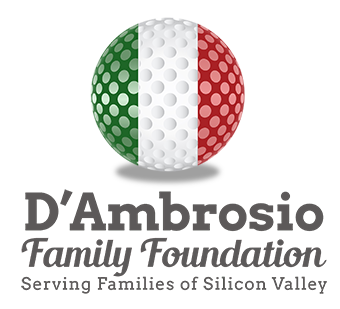 D’Ambrosio Family Foundation logo in gray featuring Italian golf ball design symbolizing real estate philanthropy in Silicon Valley