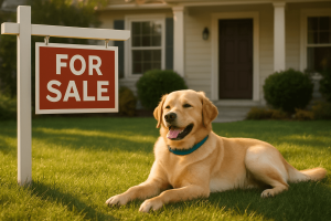 Dog by for sale sign - Pet-Friendly Real Estate in Silicon Valley