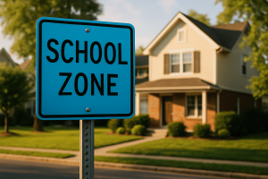 School zone sign - School Districts Affect Home Values in Silicon Valley