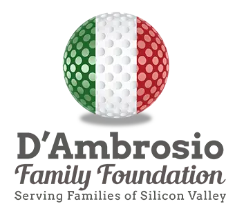 D’Ambrosio Family Foundation gray logo with Italian golf ball design, symbolizing real estate philanthropy in Silicon Valley