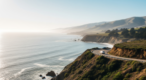 Scenic California coastal highway overlooking the ocean